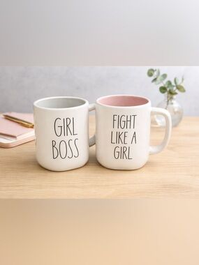 Rae Dunn Artisan Collection By Magenta Coffee Mug Cup Fight Like A Girl/ Boss